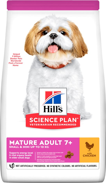 Karma sucha dla starszych psów małych ras Hill's Science Plan Canine Mature Adult Mini Dog Chicken 1,5 kg (52742282602) - obraz 1