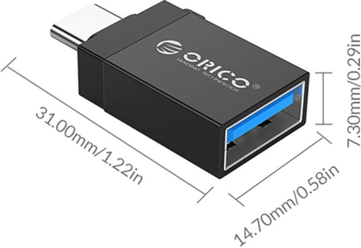 Orico USB-C do USB-A 3.1 adapter do zawieszania z aluminium (CBT-UT01-BK-BP) - obraz 4