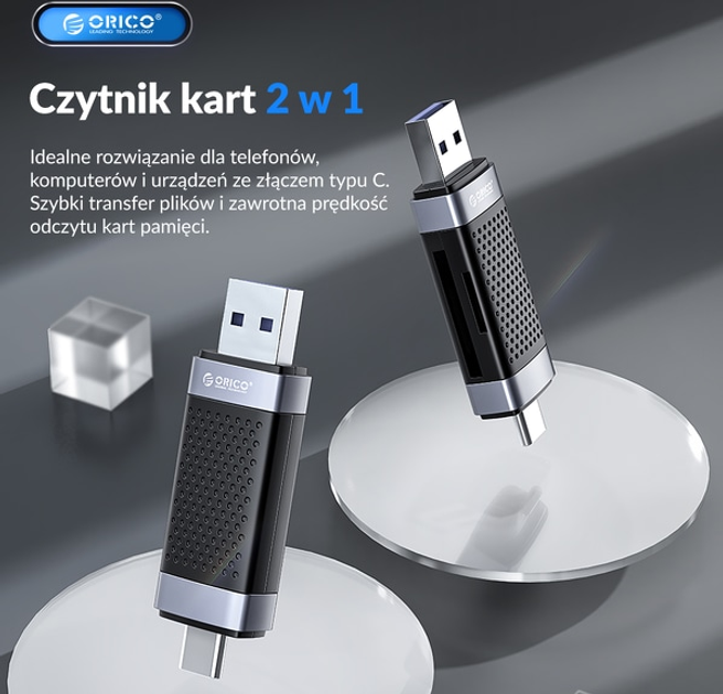 Адаптер Orico USB-A/USB-C 2.0 SD/microSD (CD2D-AC2-BK-EP) - зображення 3