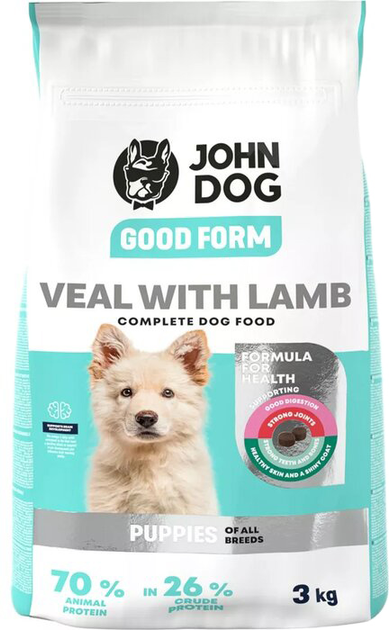 Сухий корм для цуценят John dog good form puppy телятина з ягням 3 кг (5903769008162) - зображення 1