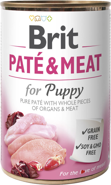 Mokra karma dla szczeniąt Brit Pate & Meat kurczaka 800 g (8595602557530) - obraz 1