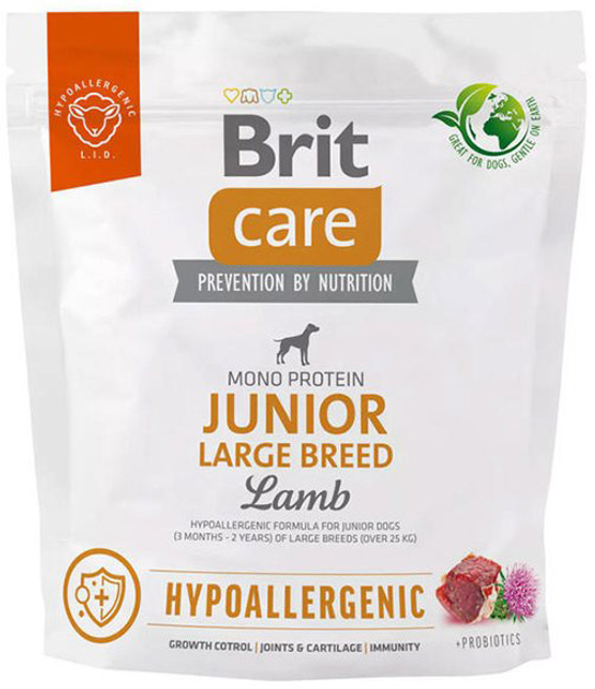 Sucha karma dla psów Brit Care Dog Hypoallergenic Junior Large lamb 1 kg (8595602559060) - obraz 1