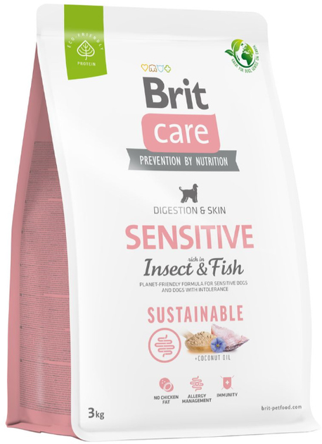 Sucha karma dla psów z wrażliwym układem pokarmowym Brit Care Dog Sustainable Sensitive Insect Fish 3 kg (8595602559206) - obraz 1