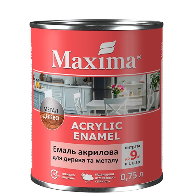 Емаль акрилова шовковисто-матова Maxima 0,75л для деревини та металу, ванільний - зображення 1