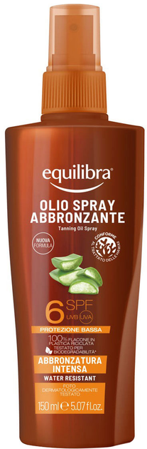 Olejek do opalania do ciemnej lub opalonej skóry Equilibra Sun Taning Oil SPF6 Spray 150 ml (8000137016730) - obraz 1