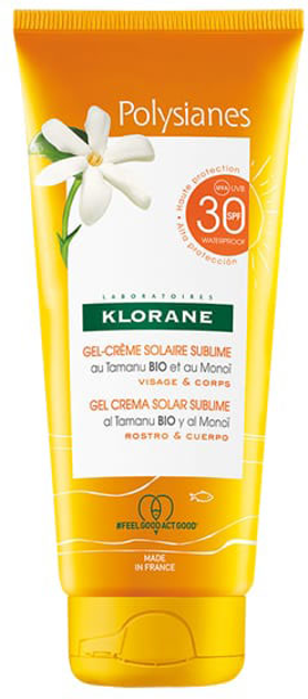 Сонцезахисний гель Klorane Polysianes Sublime SPF30 Sun Cream Gel 200 мл (3282770206531) - зображення 1