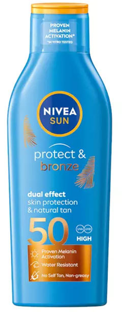 Лосьйон для засмаги Nivea Sun Protect And Bronze Tan Activating Sun Lotion SPF50 200 мл (4005808435340) - зображення 1