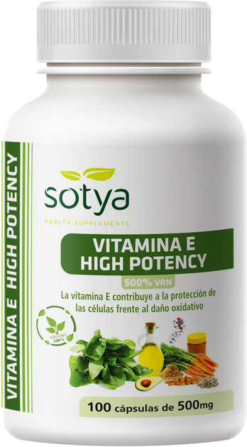 Біологічно активна добавка Sotya Vitamin e High Potency 500 мг 100 капсул (8427483000433) - зображення 1