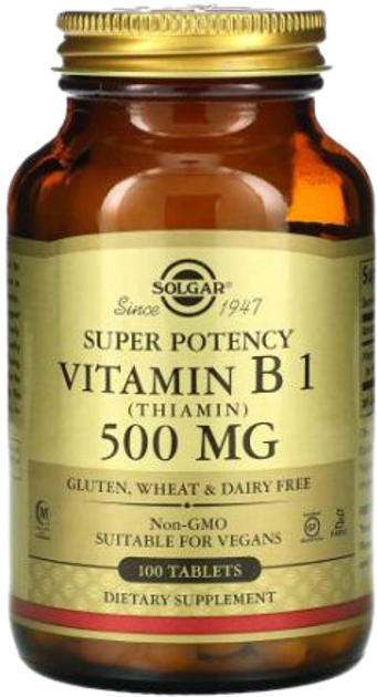 Харчова добавка Solgar Вітамін B1 500 мг 100 капсул (33984029804) - зображення 1