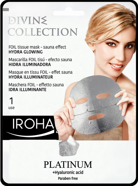 Тканинна маска для обличчя Iroha Nature Platinum Foli Tissue Mask Sauna Effect Glowing 1 Use (8436036432690) - зображення 1