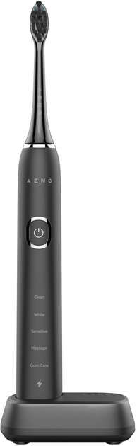 Електрична зубна щітка AENO DB6, 46000 обертів за хвилину, бездротова зарядка, чорна, 2 насадки - зображення 2
