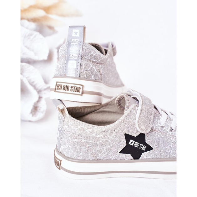 Trampki dziecięce dla dziewczynki na rzepy Big Star HH374025 28 Srebrne (5900714347840) - obraz 5