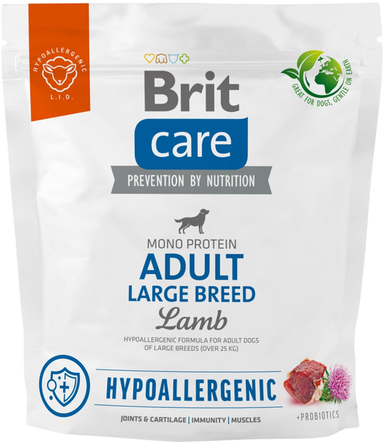 Sucha karma dla psów Brit Care Dog Hypoallergenic Adult Large jagnięcina 1 kg (8595602559091) - obraz 1