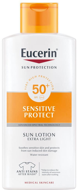 Лосьйон для засмаги Eucerin Sensitive Protect Sun Lotion Extra Light SPF50+ 400 мл (4005800125720) - зображення 1