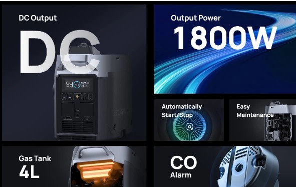 Двутопливный инверторный Генератор EcoFlow Smart Generator (газ-бензин) 1800 Вт. Авто пуск с приложения - Фото 6 Двутопливный инверторный Генератор EcoFlow Smart Generator (газ-бензин) 1800 Вт. Авто пуск с приложения - изображение 6