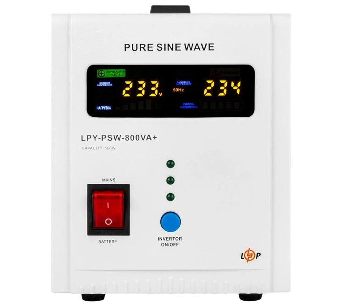 UPS с правильной синусоидой LogicPower LPYPSW-800VA 560Вт, LCD, 12V под внешний АКБ, заряд 15А - изображение 4