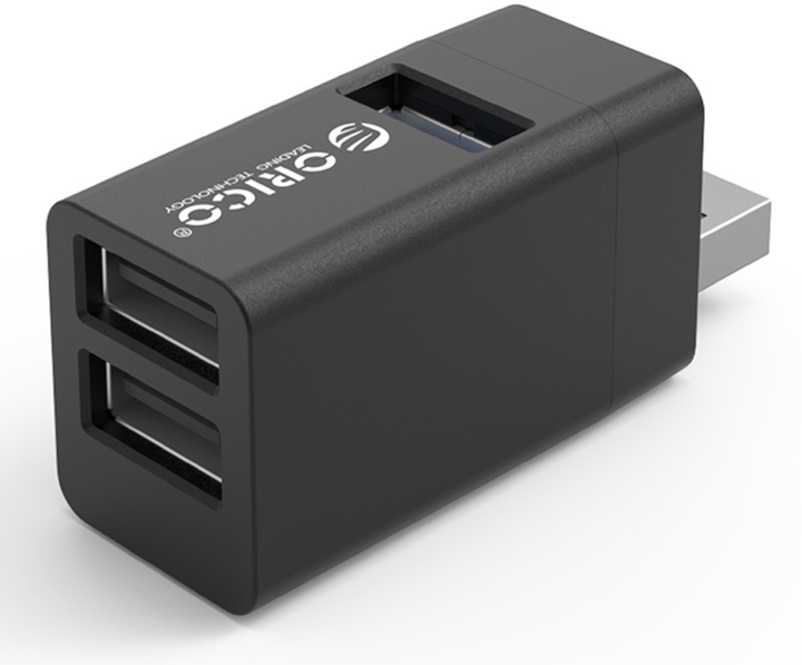 Hub USB Orico Mini 1 x USB 3.1, 2 x USB 2.0 Aluminium (MINI-U32L-BK-BP) - obraz 2