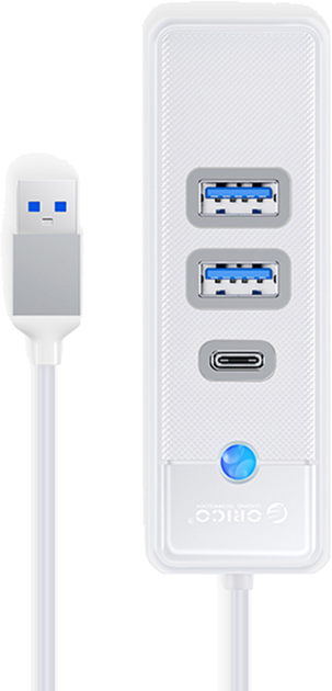 USB-хаб Orico 2 x USB 3.0 + USB-C Білий (PWC2U-U3-015-WH-EP) - зображення 2
