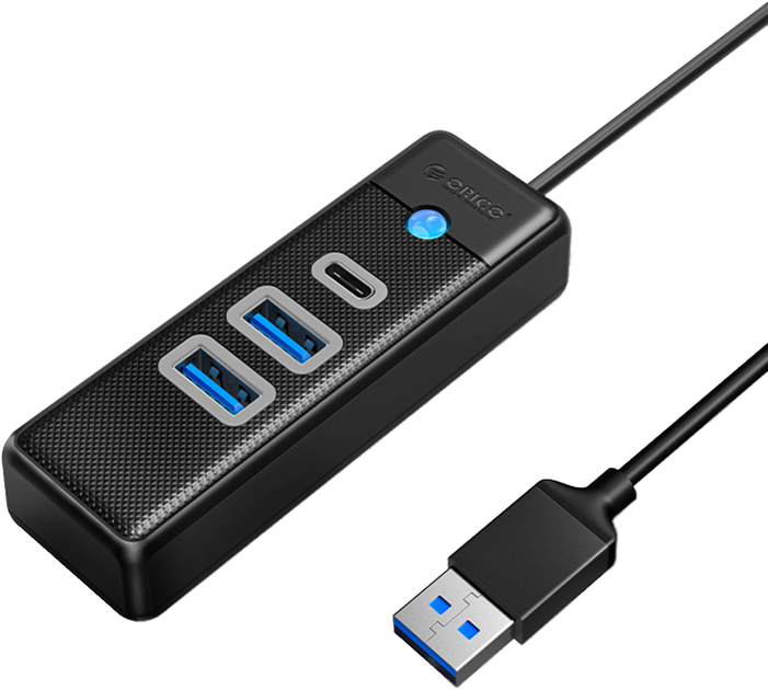 USB-хаб Orico 2 x USB 3.0 + USB-C Чорний (PWC2U-U3-015-BK-EP) - зображення 1