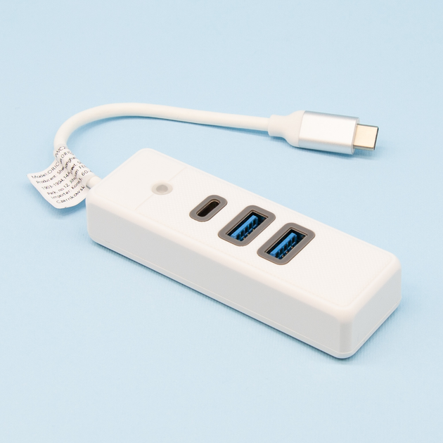 USB-C хаб Orico 2 x USB 3.0 + USB-C Білий (PWC2U-C3-015-WH-EP) - зображення 3