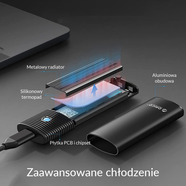 Zewnętrzna kieszeń Orico M.2 NVMe/SATA 10 Gb/s, czarna (PWDM2-G2-BK-EP) - obraz 10