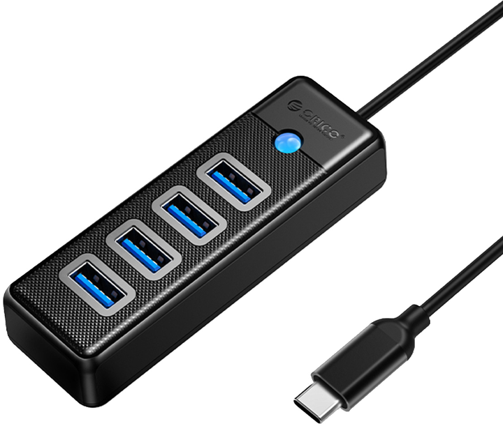 Hub USB-C Orico 4 x USB 3.1 Czarny (PW4U-C3-015-BK-EP) - obraz 1