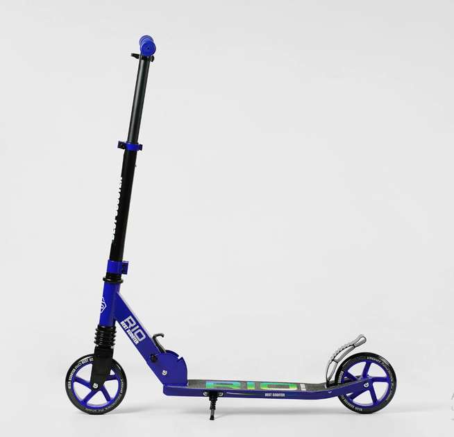 Самокат двоколісний Best Scooter передній амортизатор заднє гальмо сталеве кермо Синій (R-74099) - зображення 3