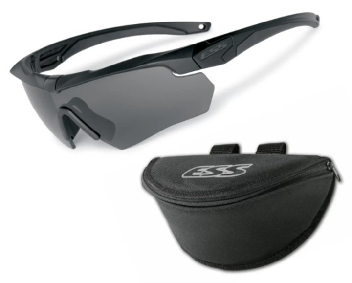 Балістичні окуляри ESS Crossbow Black One Kit w/Smoke Gray + Semi-Rigged Case - зображення 1