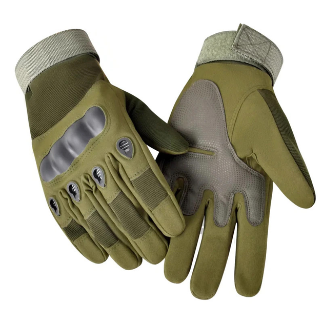 Перчатки тактические полнопалые Eagle для военных из микрофибры Green XL - изображение 1
