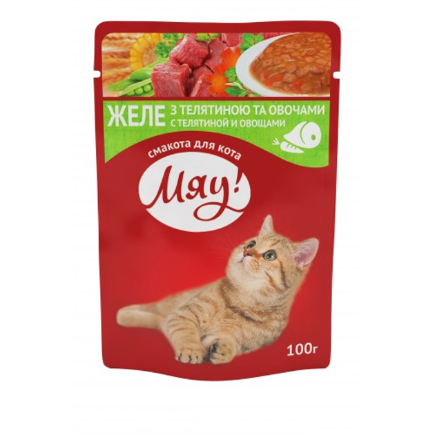 Корм для кошек МЯУ Желе Телятина з овочами 100г (4820083902826) от ...
