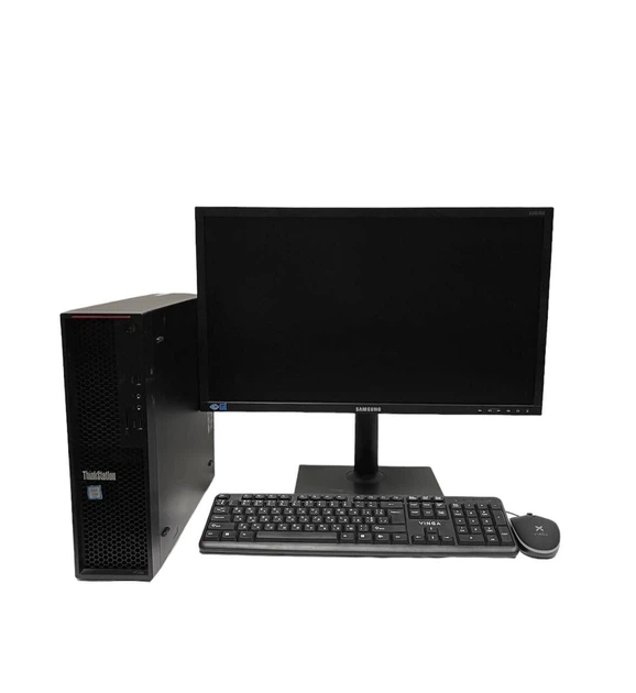 Комплект ПК: Lenovo ThinkStation P310 SFF / Intel Xeon E3-1225 v5 (4 ядра по 3.3-3.7 GHz) / 8GB DDR4 / 120GB SSD + 500GB HDD / Intel HD Graphics P530 + Монитор 24" TN / VGA, DVI + Кабели, мышка и клавиатура б/у - изображение 2