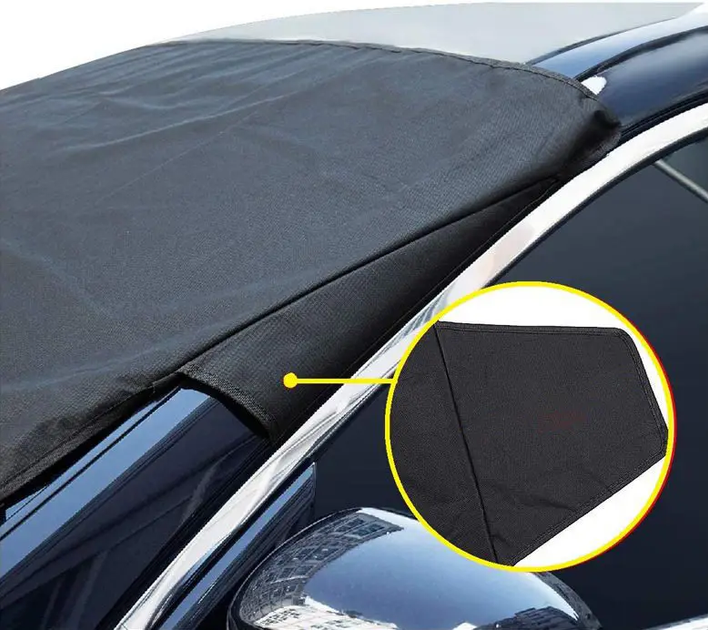 Солнцезащитный брезентовый чехол накидка накладка на лобовое стекло машины автомобиля 220х140 см (478359-Prob) С магнитами - изображение 3