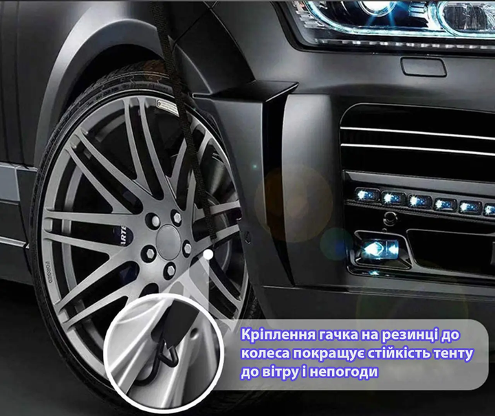 Солнцезащитный брезентовый чехол накидка накладка на лобовое стекло машины автомобиля 220х140 см (478359-Prob) С магнитами - изображение 5