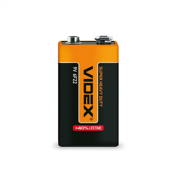 Батарейка сольова Videx 6F22/9V (Крона) 1шт SHRINK (6F22/9V/S) - Фото 1 Батарейка сольова Videx 6F22/9V (Крона) 1шт SHRINK (6F22/9V/S) - изображение 1