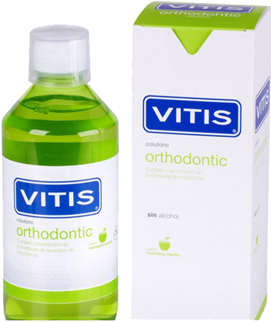 Płyn do płukania ust osób noszących aparaty ortodontyczne Vitis Orthodontic Mouthwash 500 ml (8427426008441) - obraz 1