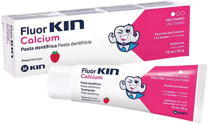 Pasta do zębów dla dzieci Kin Fluorkin Calcium Strawberry Flavor Children's Toothpaste 75 ml (8470001586872) - obraz 1