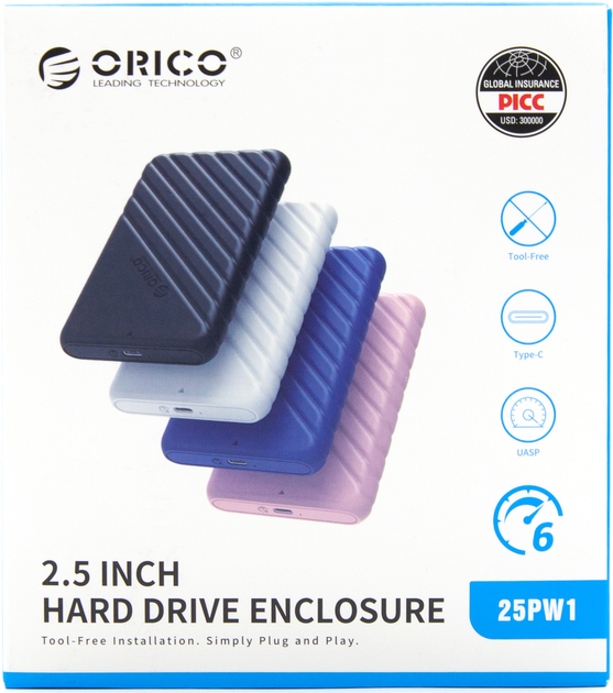 Kieszeń zewnętrzna Orico 2.5" USB-C 3.1 6Gbps Biały (25PW1-C3-WH-EP) - obraz 3