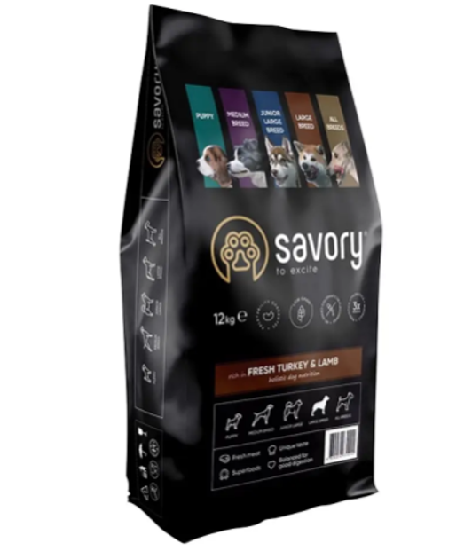 Корм Savory Large All Breeds rich in Fresh Duck & Lamb 12 kg від ...