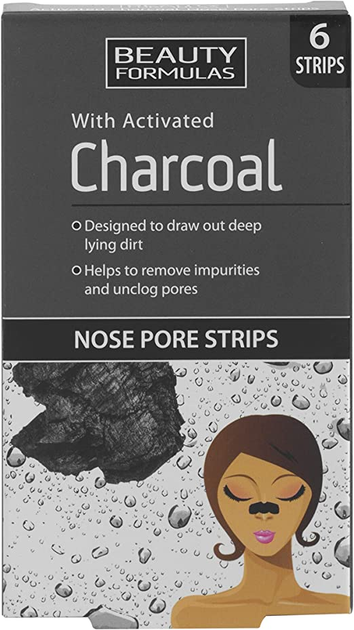 Oczyszczające paski na nos z aktywnym węglem 6szt. Beauty Formulas (5012251012645) - obraz 1