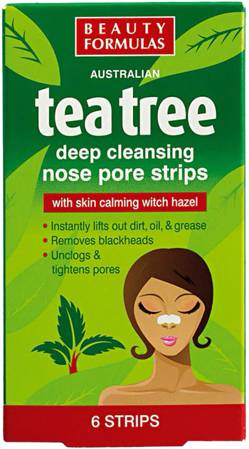 Głęboko oczyszczające paski na nos Beauty Formulas Tea Tree 6 szt. (5012251011327) - obraz 1