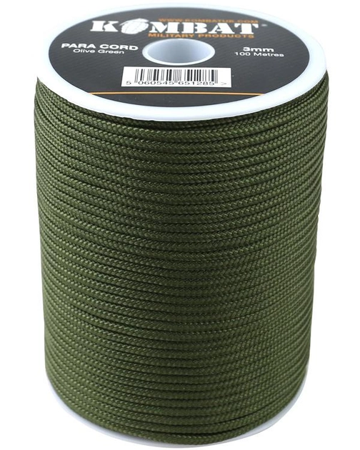 Паракорд тактичний міцна мотузка для стоянок KOMBAT UK kb-pcr-olgr 100м оливковий (OR.M_498) - зображення 1