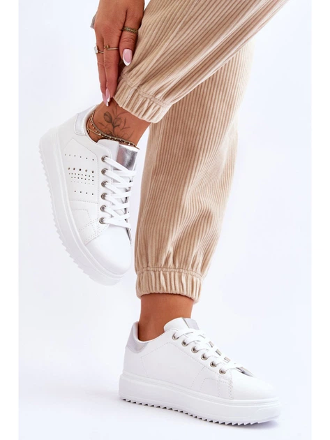 Sneakersy damskie do kostki Be First! 38 Biały/Srebrny (5905677117660) - obraz 3