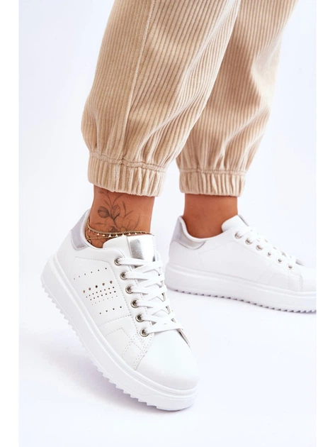 Sneakersy damskie do kostki Be First! 38 Biały/Srebrny (5905677117660) - obraz 4