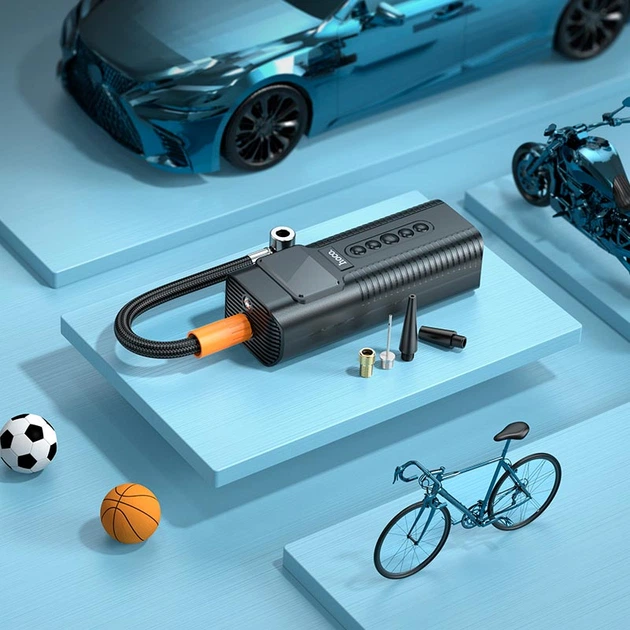 Портативний компрессор Hoco Roys Smart Car Air Pump PH55 | Max 2.5 Bar | black - изображение 7