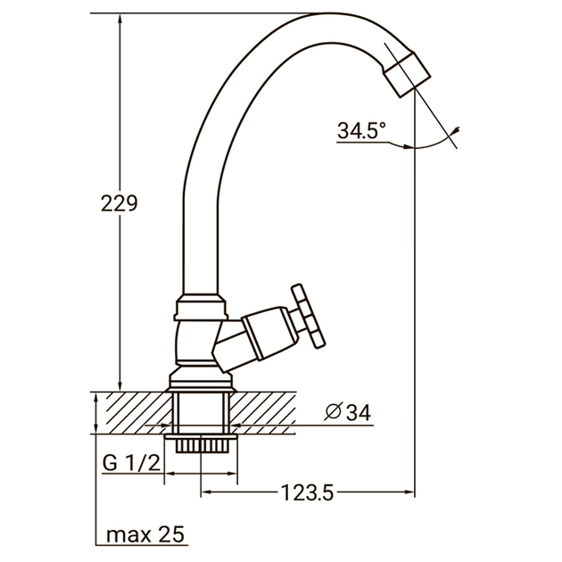 Смеситель монокран для кухни на гайке QN 1/2" AQUATICA QN-1G158C (9786600) (OPT-2791) - изображение 2