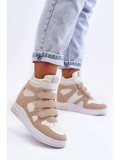 Sneakersy damskie na koturnie za kostkę na rzepy Inari 38 Beżowe (5905677435788) - obraz 4