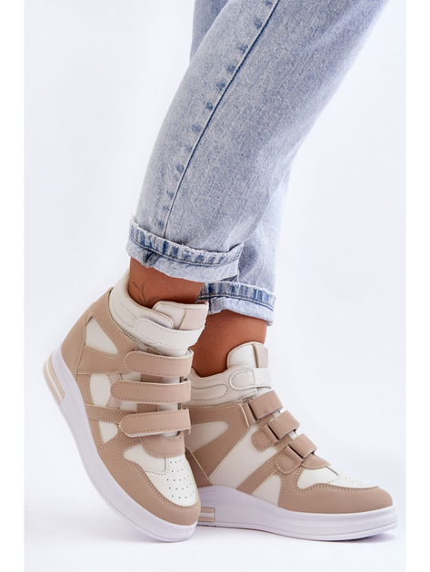 Sneakersy damskie na koturnie za kostkę na rzepy Inari 40 Beżowe (5905677435801) - obraz 7