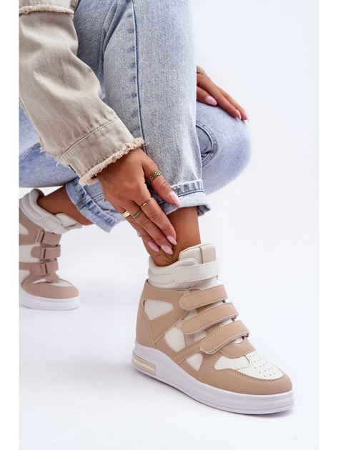 Sneakersy damskie na koturnie za kostkę na rzepy Inari 41 Beżowe (5905677435818) - obraz 6