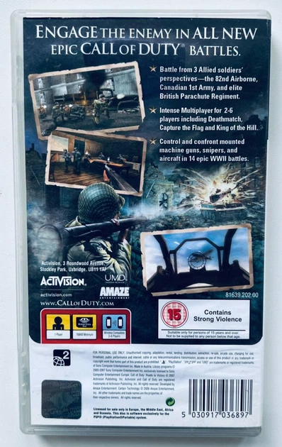 Call of Duty Roads to Victory, Б/В, англійська версія - UMD-диск для PSP - Фото 2 Call of Duty Roads to Victory, Б/В, англійська версія - UMD-диск для PSP - зображення 2