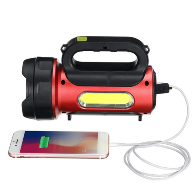 Аккумуляторный Фонарь T93 с функцией Power Bank на солнечной батарее и с боковым светом Черно/Красный - Фото 3 Аккумуляторный Фонарь T93 с функцией Power Bank на солнечной батарее и с боковым светом Черно/Красный - изображение 3